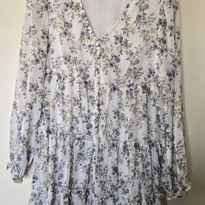Floral V-Neck Long Sleeve Dress